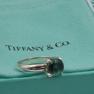 Tiffany & Co. 925 Silver Paloma Picasso Chrysoprase Cabochon Sugar Ring 7